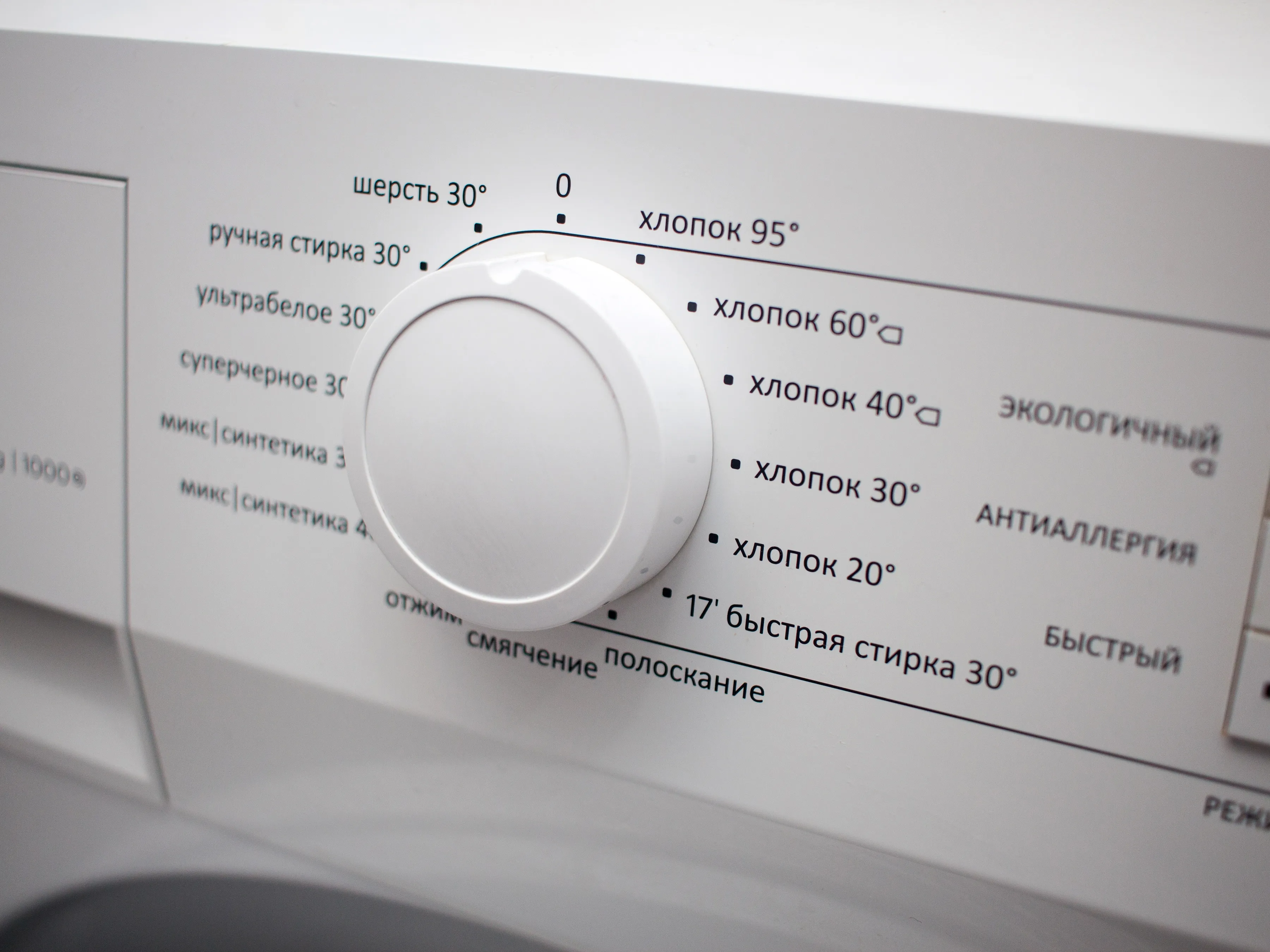 Панель керування з режимами роботи пральної машини